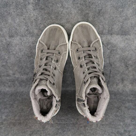 Blowfish Shoes Girls 6 Sneakers Casual Fruitcake High Top Distressed Canvas Grey - Picture 6 of 11